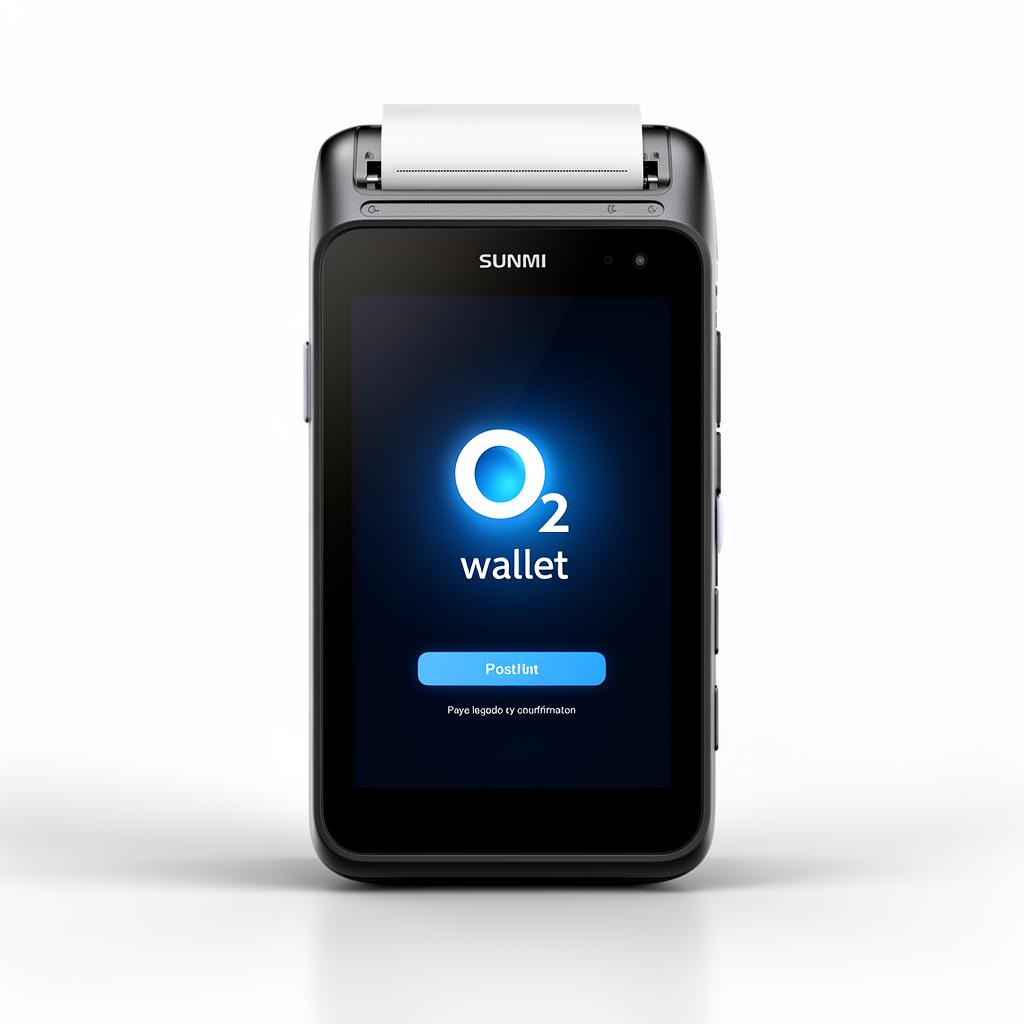 SUNMI P2 MINI smart POS terminal branded with O2 Wallet